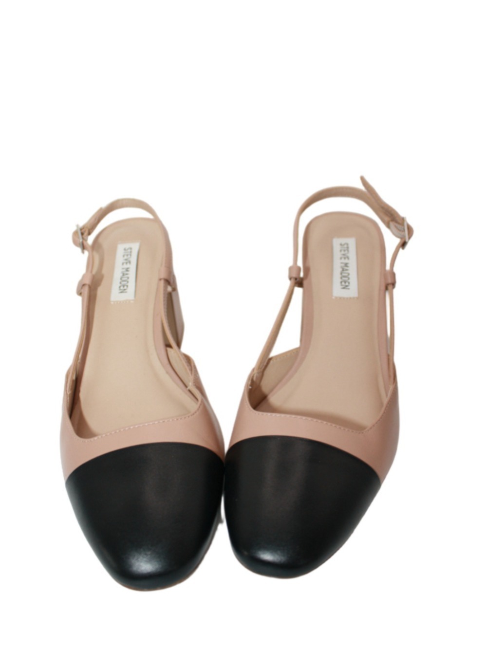 Steve Madden Becka Cap Toe Slingback Block Heels Tan Black Size 8.5